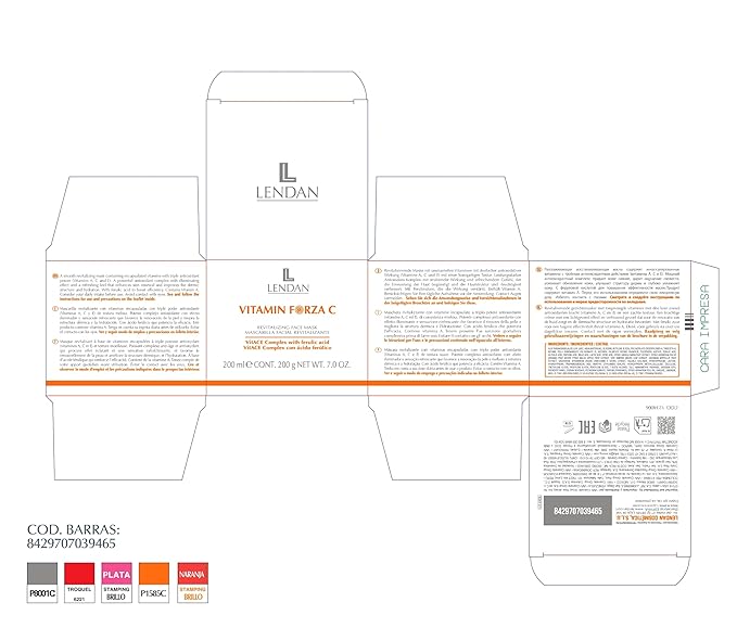 Lendan - Revitalizing Facial Mask Vitamin Forza C - 200 ml - Exfoliating and Hydrating Formula - Helps Improve Skin Texture - Helps Promote a Radiant Appearance - With AHA and Aloe Vera