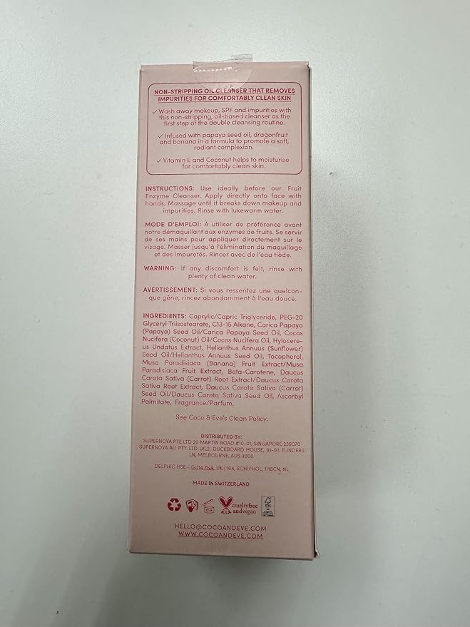 Coco & Eve Seed Oil Cleanser. Gentle Makeup Remover, Cleansing Oil to Dissolve SPF, Impurities. Antioxidants, Vitamin E for Glowy Skin (4.06 fl oz)
