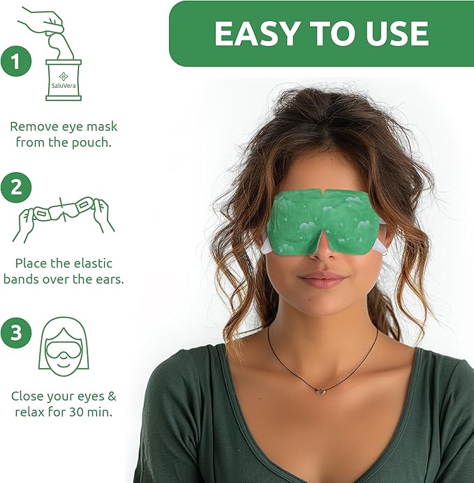 Steam Eye Mask for Dry Eyes with 5 Eyelid Cleansing Wipes, Self Heating Eye Compress for Dry Eyes, Soothe and Relax with 40-50 min Spa Eye Mask, Self Warming Eye Mask for Well-Being 16 pcs