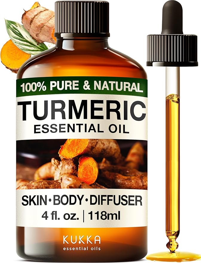 Kukka Turmeric Oil for Skin - 4 Fl Oz - 100% Pure Natural Turmeric Essential Oil, Herbaceous Scent, for Face, Hair, Aromatherapy, Candle & Making Scent DIY