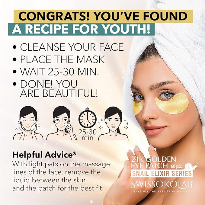 SWISSÖKOLAB Double Chin Reducer V Line Lifting Mask + Under Eye Patches For Puffy Eyes 24k Gold Eye Mask For Dark Circles