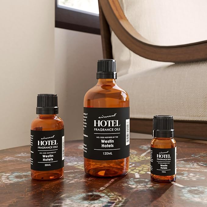 AirScent Hotel Diffuser Oil Inspired by The Westin Hotel Scent - Premium Fragrance Oil No. 1008 for Ultrasonic and Waterless Diffusers and Crafting - 120 mL, 4 fl oz Glass Bottle with Dropper