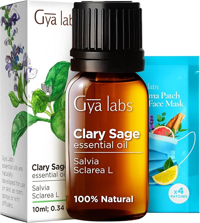 Gya Labs Clary Sage Essential Oil for Diffuser - 0.34 Fl Oz - 100% Pure Natural Clary Sage Oil for Skin, Hair, Aromatherapy & Candle Making - Fragrant Aromatherapy Scent