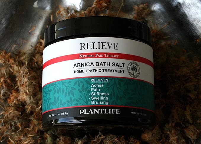 Plantlife Arnica Relieve Mineral Bath Salts - Made with Arnica and 100% Pure Essential Oils - Relieve Products are a Homeopathic Solution for Everyday Use - Works Quickly and Effectively