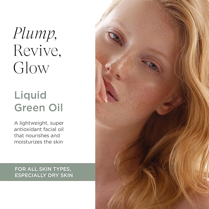 Intelligent Nutrients Liquid Green Oil, Organic Face Oil for Radiant Skin, Lightweight Hydrating Treatment, Vegan, 1 Oz