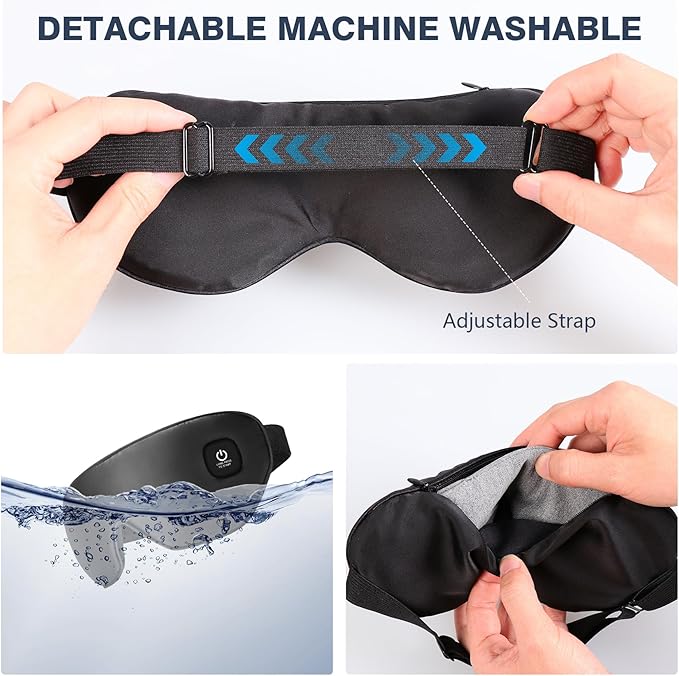 Heated Eye Mask Cordless, Warm Eye Compress for Dry Eyes Stye Blepharitis Chalazion MGD Eye Treatment, Heat Therapy to Unclog Gland, Soothe Tired and Sore Eyes (Black)