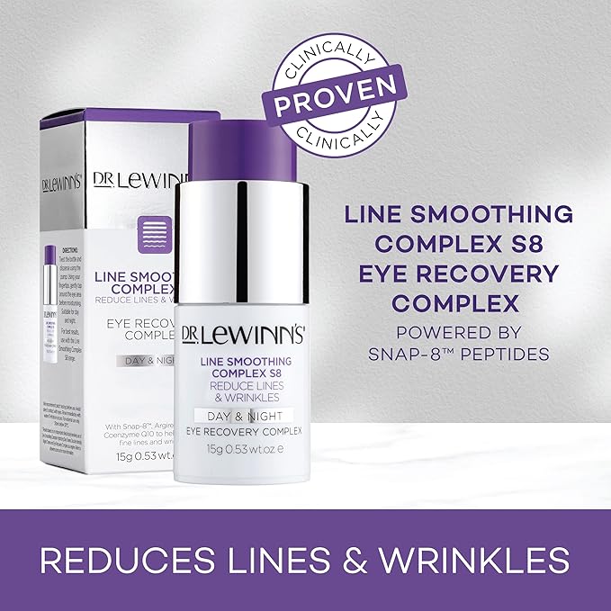 Dr. Lewinn's | Line Smoothing Complex S8 | Eye Recovery Complex | Reduce Lines & Wrinkles | Reduce Expression Lines | Target Dark Circles | 15g