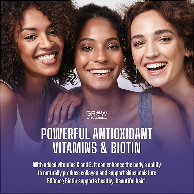 Superfruit Gummy Beauty Vitamins - Supports Skin, Hair, and Nail Health - Vegan Collagen Builder with Silica, Biotin, Super Berry Amla, Vitamin C, A, E, Orange Flavor, Non GMO, No Gluten - 60 Gummies