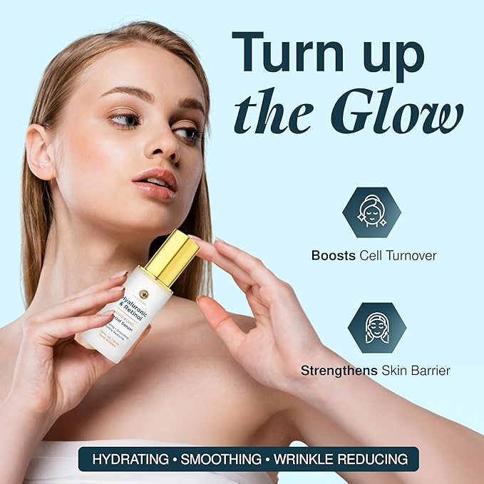 Hyaluronic Acid Serum with Retinol - Revitalizing Anti-Aging, Radiant Glowing Complexion, Wrinkle Reduction - Dermatologist Tested, Korean Skin Care, Clean Beauty - 1.69 fl. oz