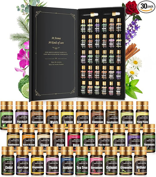 Essential Oils Set -Essential Oils - 100% Natural Essential Oils-Perfect for Diffuser, Humidifier,Aromatherapy, Massage,Skin & Hair Care,30x5 ml(0.17fl.oz