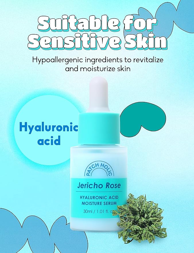 Jericho Rose Hyaluronic Acid Moisture Serum - Korean Hyaluronic Acid Serum for Face | Hydrating Serum for Dry Skin | Wrinkle-Reducing Face Serum for Women & Men | Skin Serum (1.01 fl. oz)