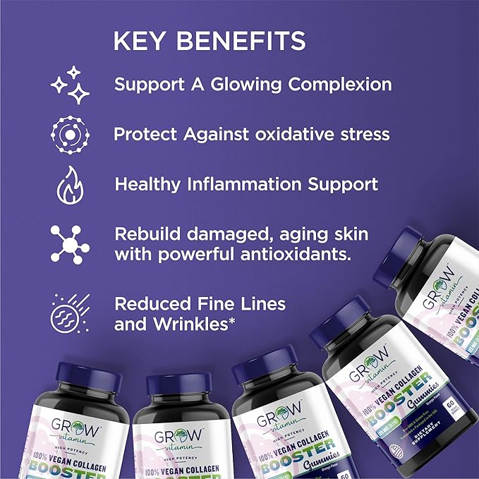 Superfruit Gummy Beauty Vitamins - Supports Skin, Hair, and Nail Health - Vegan Collagen Builder with Silica, Biotin, Super Berry Amla, Vitamin C, A, E, Orange Flavor, Non GMO, No Gluten - 60 Gummies