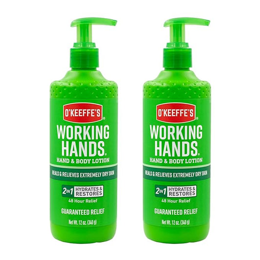 O'Keeffe's Hand and Body Lotion - 12 oz Pump (2 Pack) - Healing Lotion, Relieves Extremely Dry Skin
