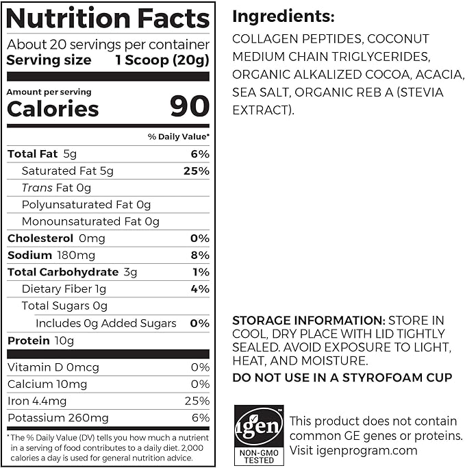 Orgain Keto Collagen Protein Powder, Chocolate - 10g Grass Fed Hydrolyzed Collagen Peptides for Women & Men, Type I & III, 5g MCT Oil - Hair, Skin, Nail, & Joint Support, Non-GMO, Gluten Free - 0.88lb