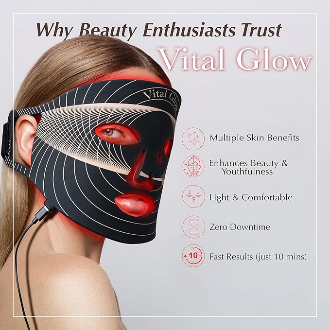 Red Light Mask, Red Light Therapy for Face, LED Face Mask Light Therapy, with Jade Roller & Gua Sha, Facial Skin Care Mask, Targets Wrinkles Fine Lines Redness, For Home, Portable & Rechargeable