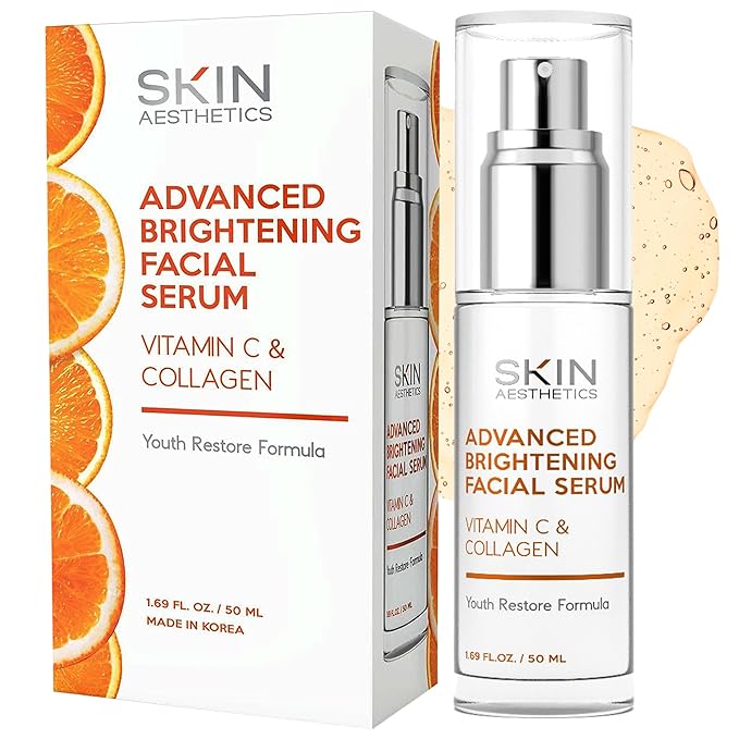 Vitamin C Serum with Collagen - Dark Spots & Skin Brightening, Anti-Aging & Acne Treatment - Dermatologist Tested Korean Skincare - Clean Beauty, Cruelty-Free - 1.69 oz