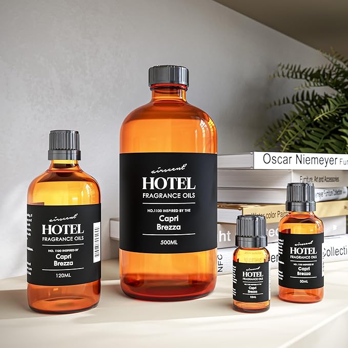 AirScent Capri Brezza Diffuser Oil - Volcano-Inspired Premium Fragrance Oil No. 1100 for Ultrasonic and Waterless Diffusers and Crafting - 120 mL, 4 fl oz Glass Bottle with Dropper