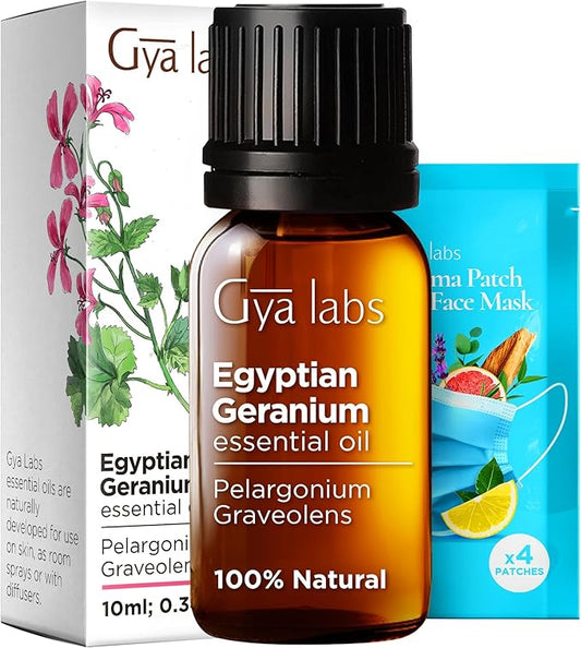 Gya Labs Egyptian Geranium Essential Oil for Diffuser - 0.34 Fl Oz - 100% Pure Natural Aromatherapy Geranium Oil for Skin, Hair Care, Massages & Candle Making Scent