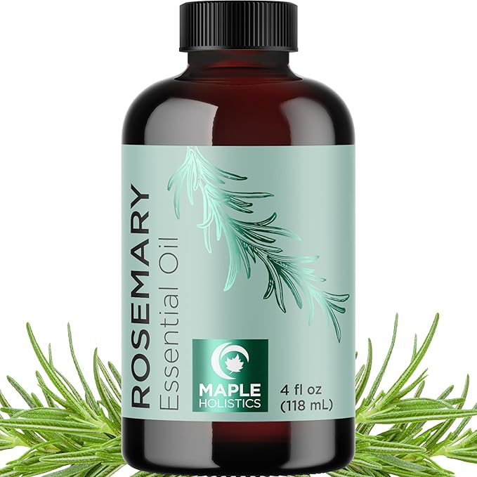Pure Rosemary Essential Oil with Dropper - Undiluted Rosemary Oil for Hair Skin and Nails and Refreshing Aromatherapy Oil for Diffusers - Essential Oil for Cleansing Dry Scalp Care 4oz
