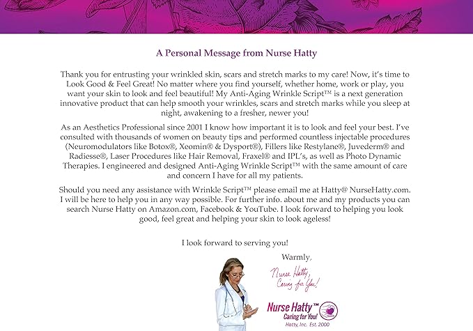 Nurse Hatty® Anti-aging Wrinkle Script Forehead 2pk. Silicone Skincare Pads for Wrinkles