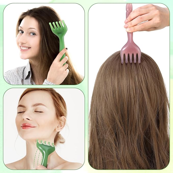 2Pcs Resin Scalp Massage Tool, Five Claw Facial Scrapper, Head Massager Scalp Comb Guasha Scraping Scalp Comb Multi-Functional Handheld Scalp Massage Tool for Neck Lymph Every Part of The Body