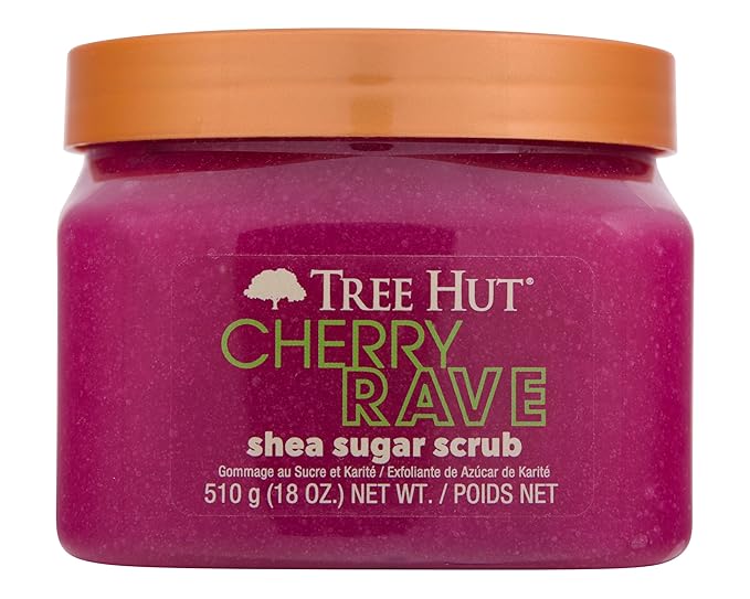 Tree Hut Cherry Rave Shea Sugar Scrub | Exfoliating Body Scrub Removes Dead, Dry Skin for a Soft & Hydrated Feel | Limited Edition Fall | Nourishing Essential Body Care | 18 fl oz.