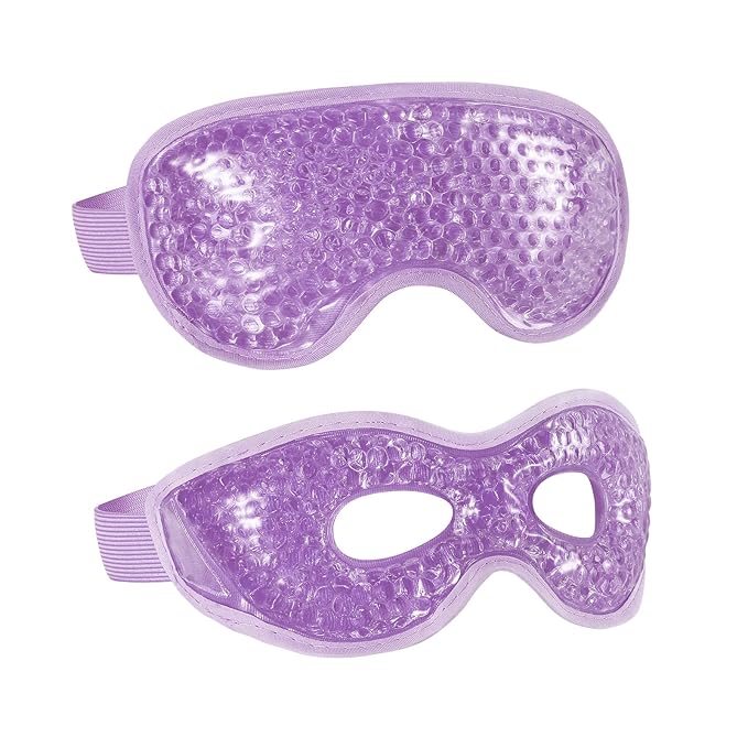 2PCS Gel Eye Mask - Reusable Hot/Cold Therapy for Puffiness, Dark Circles, Migraines & Stress Relief (Purple)