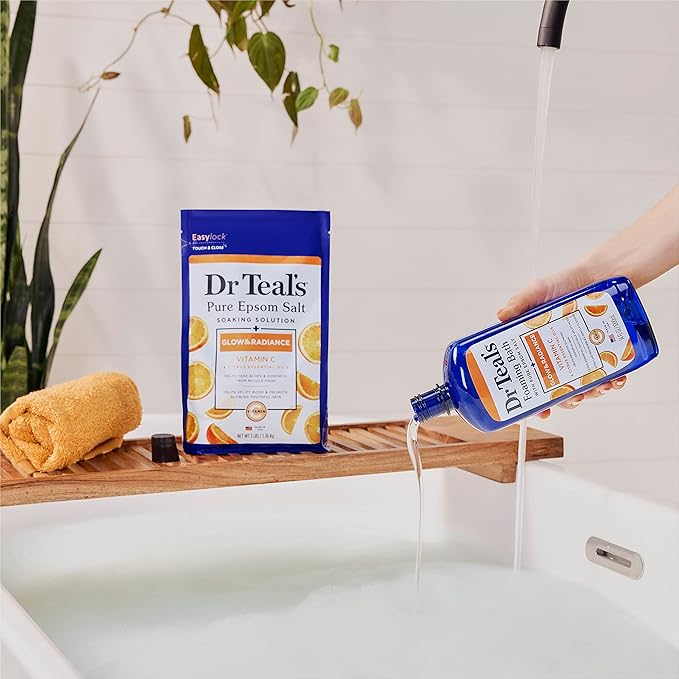 Dr Teal's Salt Soak with Pure Epsom Salt, Glow & Radiance with Vitamin C & Citrus Essential Oils, 3 lbs