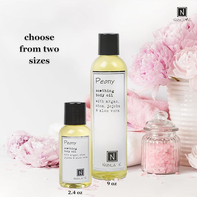 Peony Body Oil, 9 oz Moisturize & Nourish with Argan & Coconut Oil - Vitamin C Enriched - Naturally Derived, Vegan-Friendly