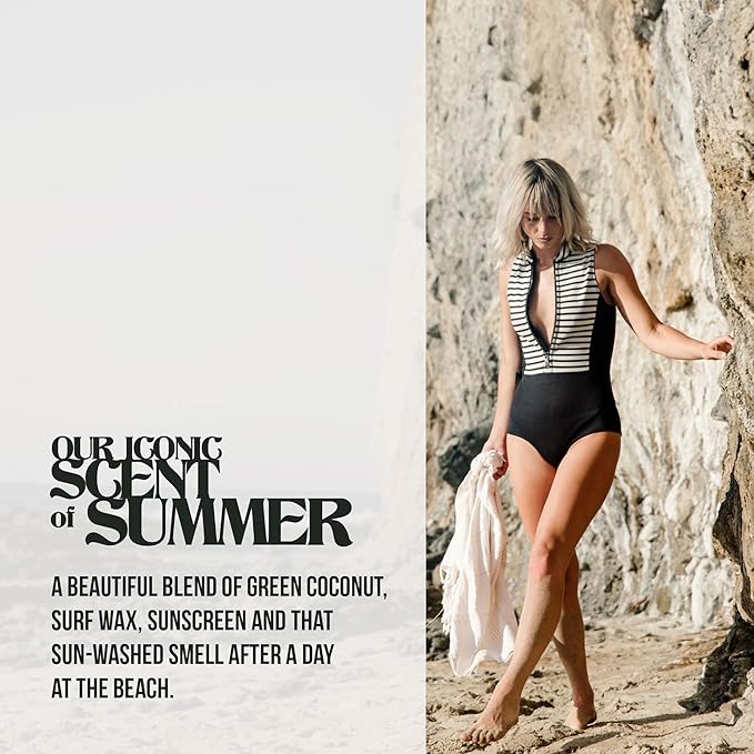 PIRETTE Coconut Oil Scrub, Women’s Beach Inspired Sugar Body Scrub, Safe for Sensitive Skin, Notes of Fresh Coconut, Surf Wax & Sunscreen, 8 Fl Oz