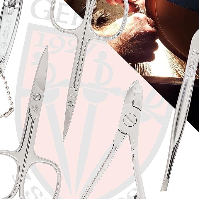 3 Swords Germany - brand quality 11 piece manicure pedicure grooming kit set for professional finger & toe nail care scissors clipper fashion leather case in gift box, Made by 3 Swords (00255)