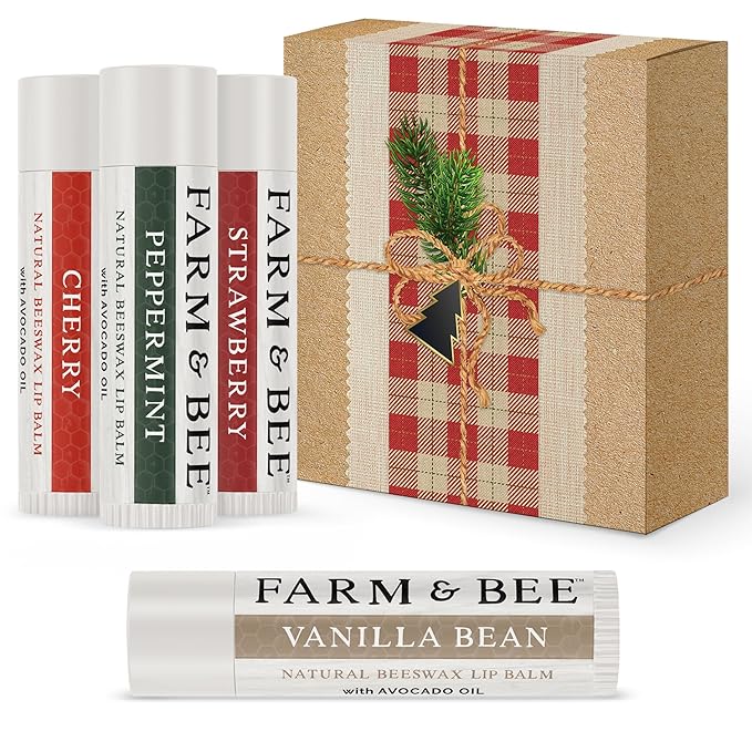 Natural Lip Balm – Stocking Stuffer - 4 Pack Gifts for Women & Men - Organic & Natural Ingredients - Moisturizing Lip Chapstick - Great Gift Idea for Women, Men, Boys, and Girls - 0.15oz (Pack of 4)