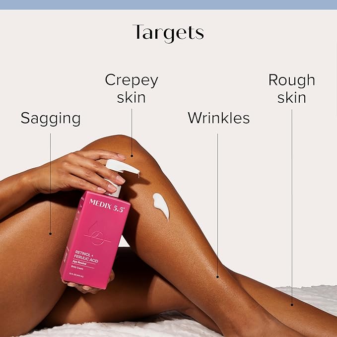 Medix 5.5 Anti Aging Skin Care 3PC Set, Retinol Body Cream + Exfoliating AHA Glycolic Acid Foaming Face & Body Wash + Vitamin F Booster Serum, Wash + Treat + Hydrate Skincare Set