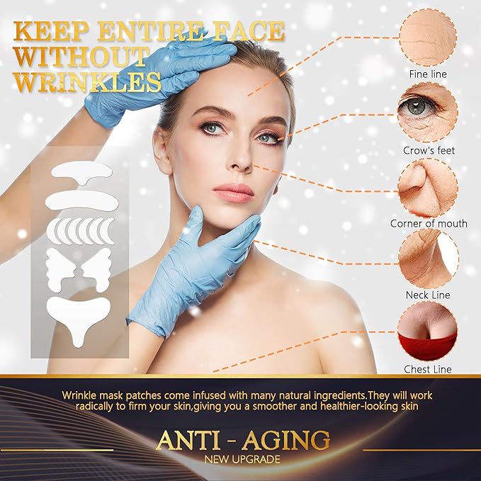 Neck Wrinkle Patches – Reusable Silicone Anti-Wrinkle Pads for Chest, Forehead & Face, Smooth Fine Lines, Frown Lines & Sleep Wrinkles, Overnight Wrinkle Treatment for Women, 11 Pcs