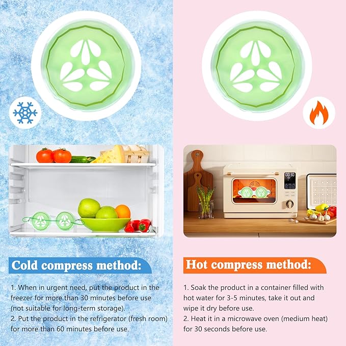 12 Pcs Cucumber Eye Pads Gel Eye Masks Cooling Heating Eye Pads Spa Party Favors Sleepover Slumber Party Supplies