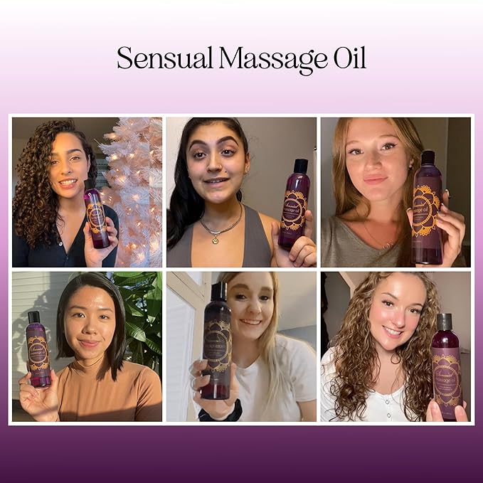 Aromatherapy Sensual Massage Oil for Couples - Relaxing Lavender Massaging Oil for Massage Therapy with Vitamin E Jojoba & Sweet Almond - Naturally Scented Vegan Non GMO & Gluten Free (8 Fl Oz)