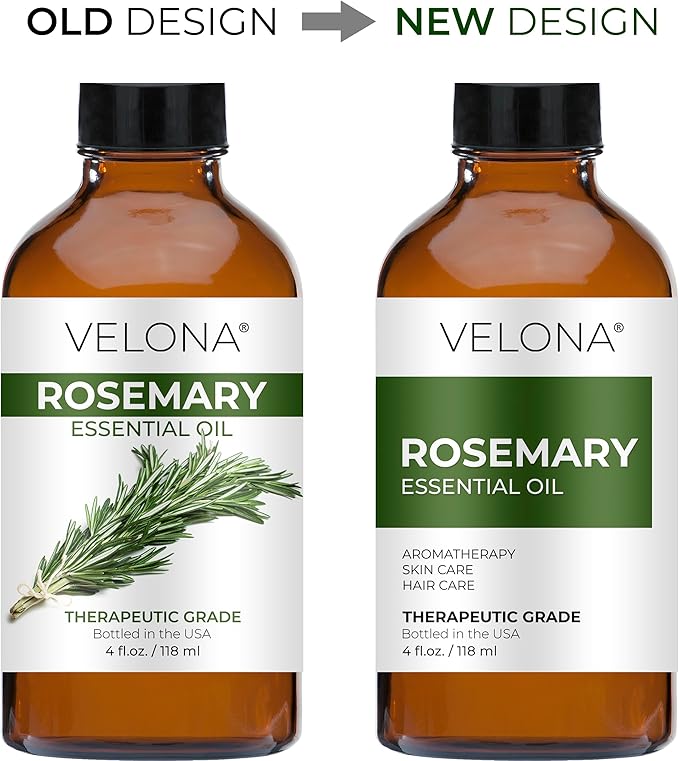 velona Rosemary Essential Oil - 4 Fl Oz | Hair growth | Therapeutic Grade 100% Pure and Natural | for Aromatherapy Diffuser, Massage, Skincare, Haircare, Soapmaking