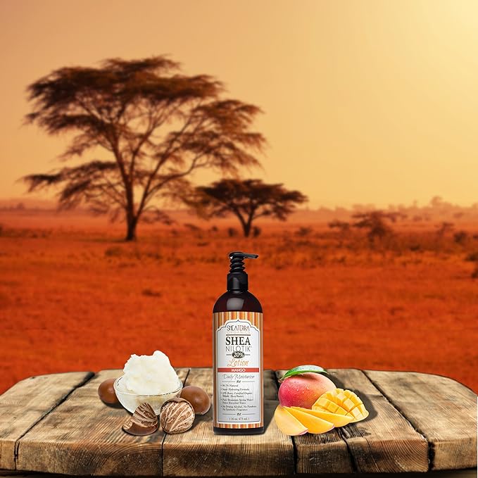 Shea Terra Organics Nilotik’ Shea Butter Ultra-Rich Lotion – Mango | Natural Daily Moisturizer High in Vitamins, Minerals & Fatty Acids with Antioxidant Properties to Soften & Protect Dry Skin– 16 oz