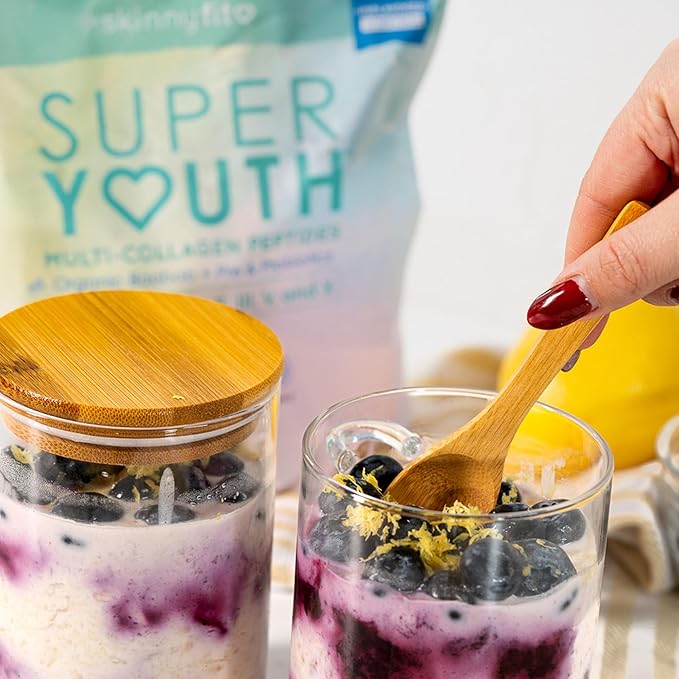 SkinnyFit Super Youth Unflavored Multi-Collagen Peptides + Probiotics, Baobab Fiber, Apple Cider Vinegar, Hyaluronic Acid, & Vitamin C, Skin, Hair, Joint & Metabolism Support, 30 Servings