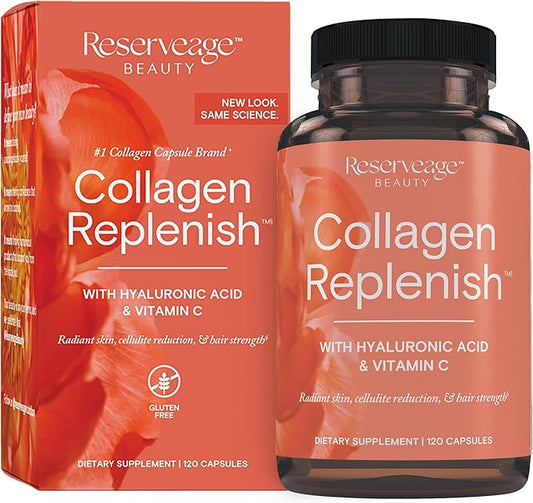 Reserveage Beauty, Collagen Replenish, Collagen Booster, Collagen Supplement for Skin Care and Hair Growth, Supports Natural Elastin Production, 120 (30 Servings)