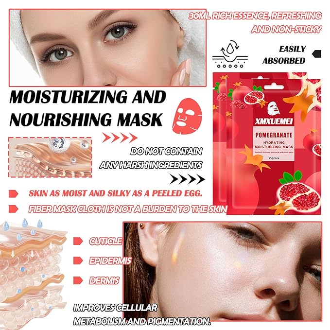 20 Pcs Facial Sheet Mask Combo,Hydrating Face Mask,Easy to Use,Moisturizing Daily Sheet Mask