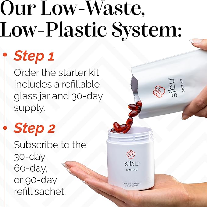 sibu Omega-7 Softgels, Premium Organic Himalayan Sea Buckthorn Oil (120ct, 60 Day Supply) – Supplement for Healthy Skin, Hair, Nails and Dryness