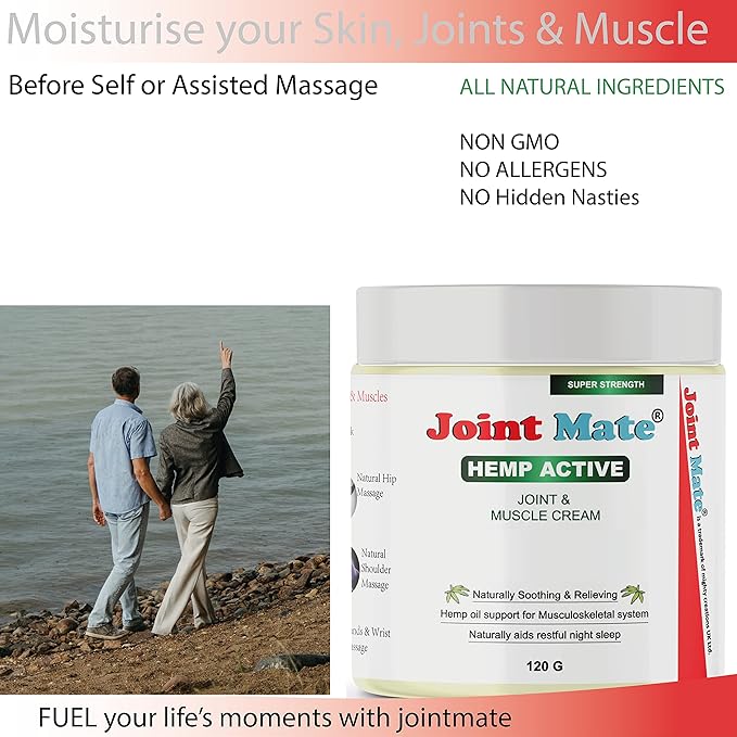 Hemp Cream HIGH Strength for Joint & Muscle Natural Massage Knee Hands Feet Shoulder Neck Lower Back- Non GMO- Clean- Organic Relief rub Balm