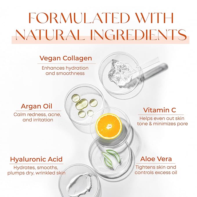 Vitamin C & Collagen + Retinol & Vitamin E Facial Serum Set - Dermatologist Tested, Anti-Aging, Dark Spot Remover, Brightening - Cruelty-Free, Clean Beauty, Korean Skincare - 1.69 oz (2-Pack)