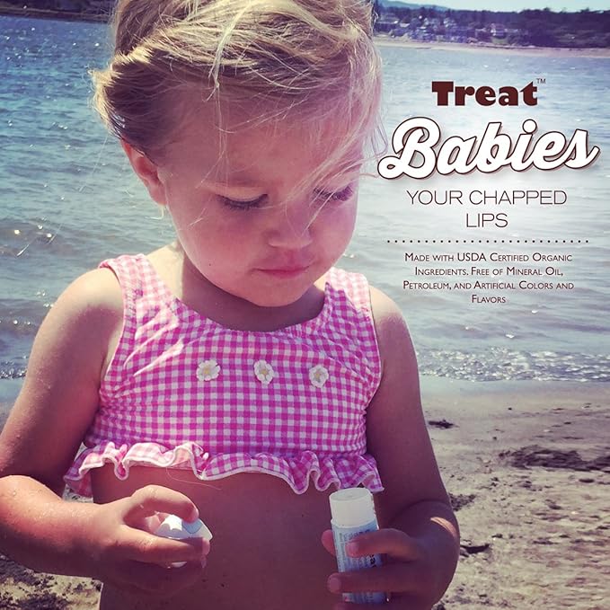 Treat Jumbo Organic Lip Balm, Marshmallow Cream, Cruelty Free .50 Ounces, White