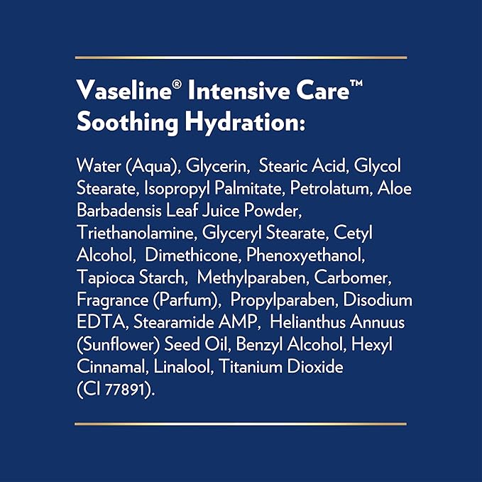 Vaseline Intensive Care Body Lotion for Dry Skin Soothing Hydration Lotion Made with Ultra-Hydrating Lipids + 1% Aloe Vera Extract to Refresh Dehydrated Skin 20.3 oz, Pack of 3