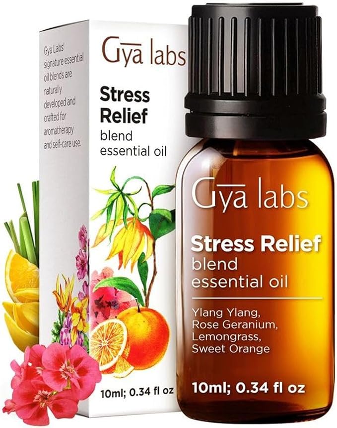 Gya Labs Stress Relief Essential Oil Blend for Diffuser & Aromatherapy - 100% Pure Natural Stress Relief Oils for Calming Diffusion, Soothing & Self-Care (0.34 Fl Oz)