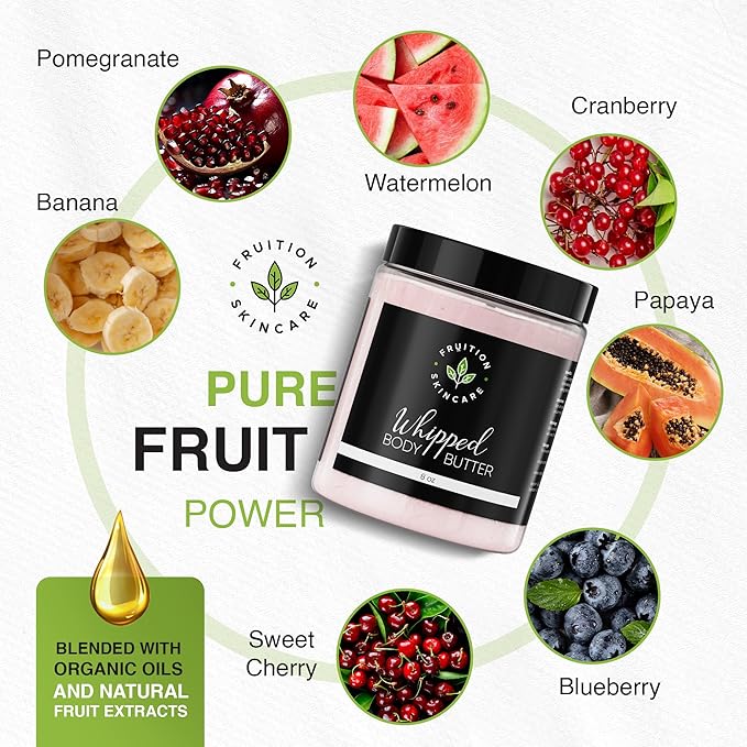 Body Butter for Women and Men - Body Glaze With Fruit Extracts and Fruit Oils - Non Greasy And For All Skin Types - Award Winning Lab and Cruelty Free