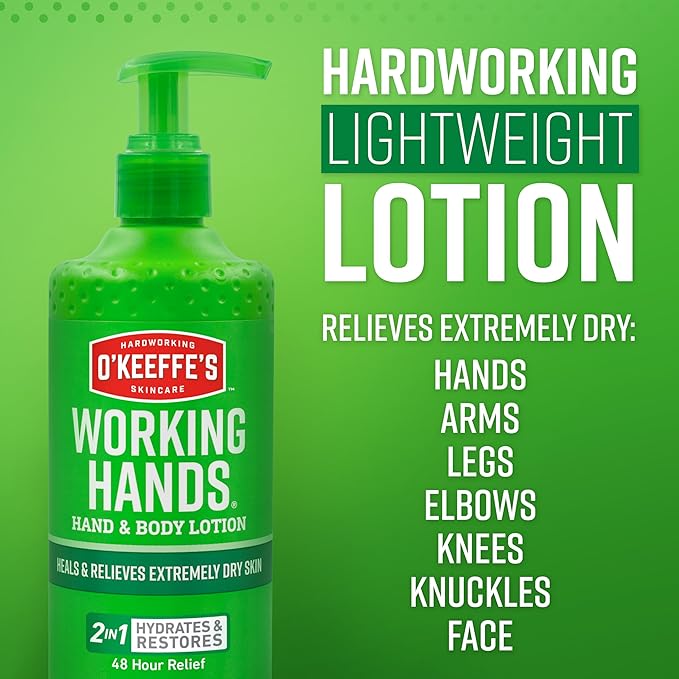 O'Keeffe's Hand and Body Lotion - 12 oz Pump (2 Pack) - Healing Lotion, Relieves Extremely Dry Skin