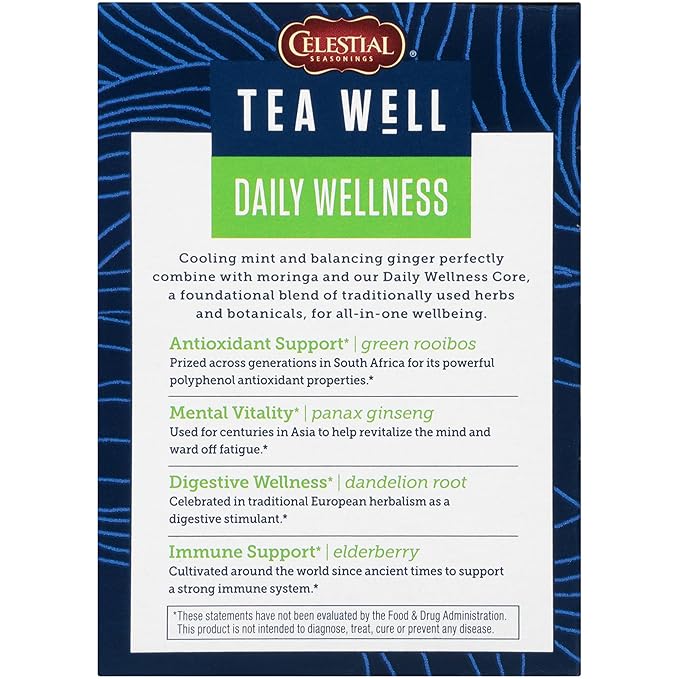 Celestial Seasonings TeaWell Herbal Tea, Daily Wellness, Organic Ginger Mint, 12 Count (Packaging May Vary) (Pack of 5)